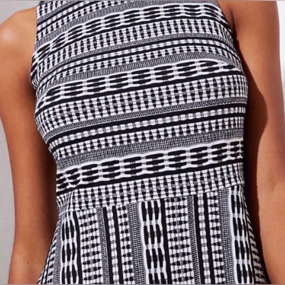 LAST CHANCE | LOFT Geo Textured Flare Sleeveless Mini Dress | Like New - Picture 4 of 12